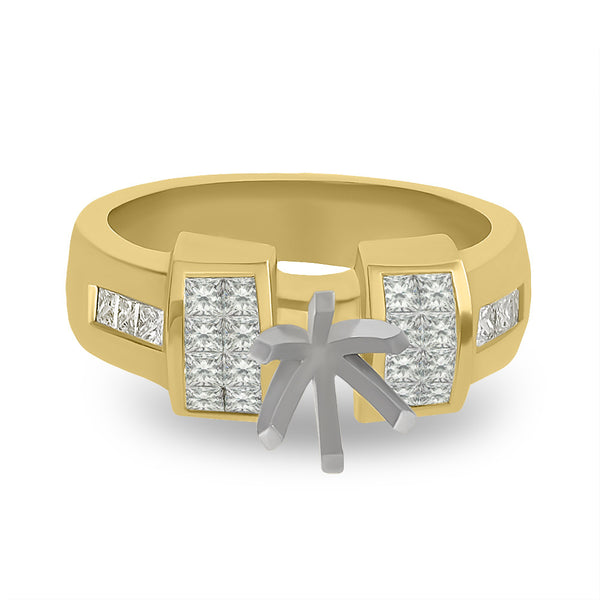 DPEG0028 Yellow Gold Classic Design Engagement Ring with Princess Diamonds