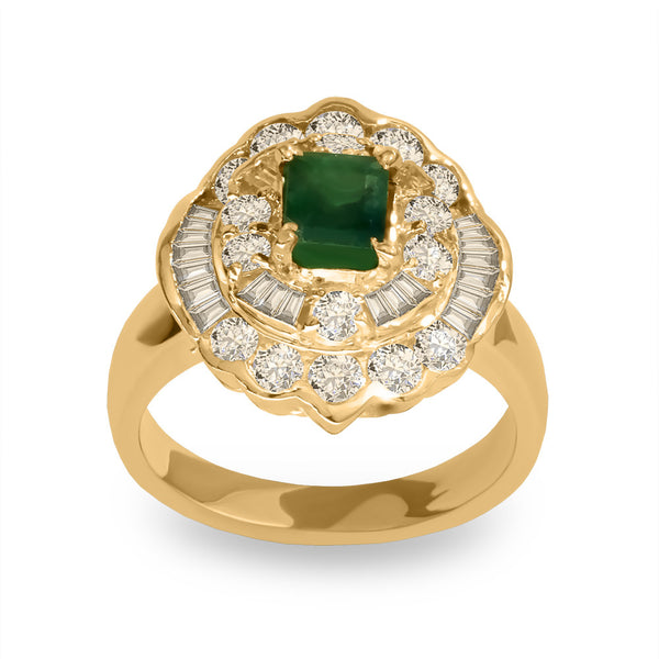 DPGR0019 Emerald Center Stone in Yellow Gold Vintage Design