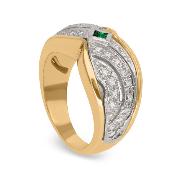 DPRG0003 Yellow Gold Ring with Emerald Center Stone