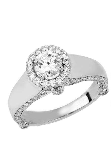 LBEG0008 Round Halo Pave Engagement Ring