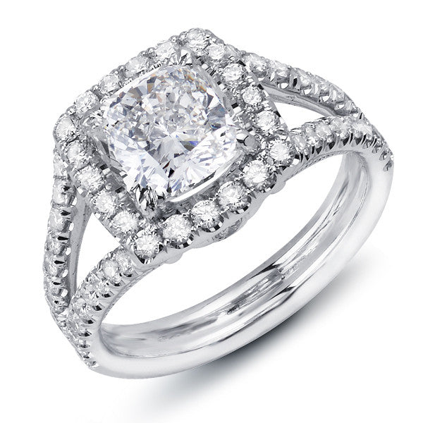 LBEG0027 Split Shank Halo Pave Setting Engagement Ring