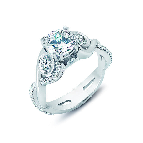 LBEG0033 Infinity Twiste Shank Double Prongs Three-Stone Engagement Ring