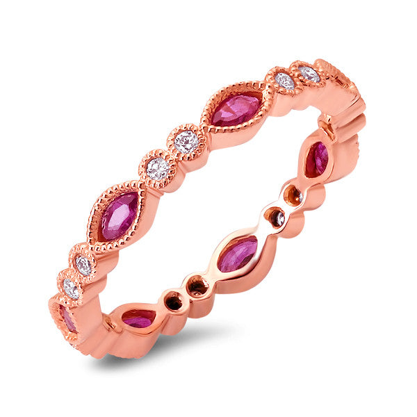 LBWB0051 Stackable Eternity band with Marquise Ruby