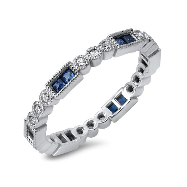 LBWB0052 Stackable Band Ring with Princess Sapphire