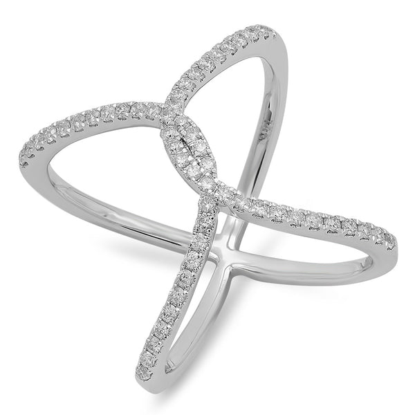 LBRG0002 Band Twisted "X" Pave Cocktail Ring