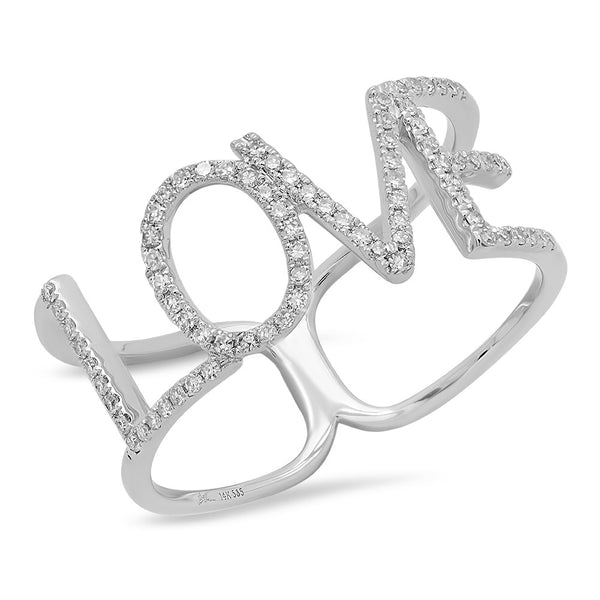DPRG0013 Ring "LOVE" Statement with Round Diamonds in 14K White Gold